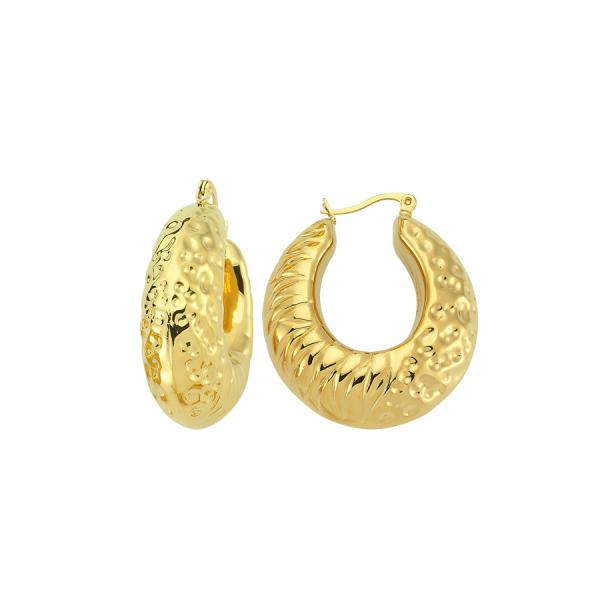 Hammered Hoop Earring - Gold