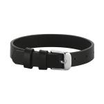 Black Leather Sl. Brac. - 1 - Silver Buckle