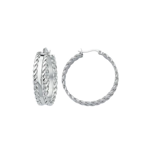 Double Twisted Hoop Earring - White