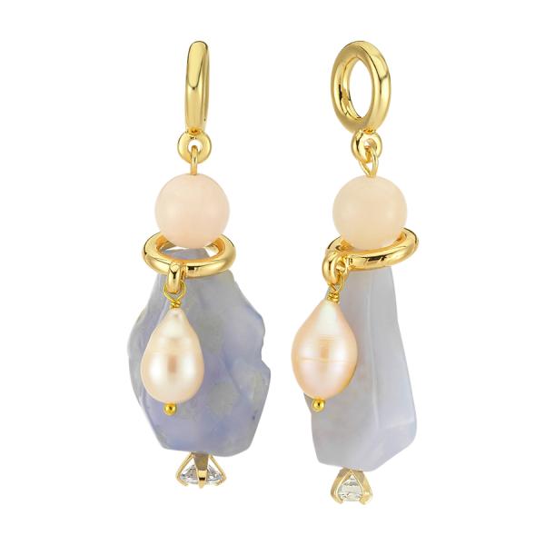 Turquoise Pearl Charm Earring