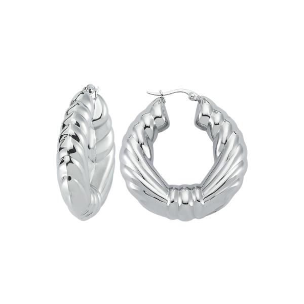 Flame Hoop Earring - White