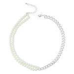 Duo Pearl Curb Choker - White