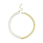 Duo Pearl Curb Choker - Gold
