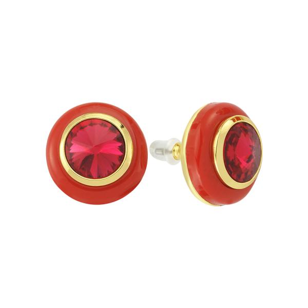 Round Resin Earring - Red