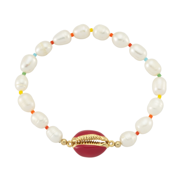 Sea Shell Pearl Bileklik - Fuşya